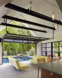 Behind pool